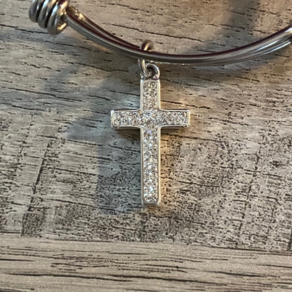 LOVE THIS LIFE Bracelet “Faith" Charms Stainless Crystal Cross Expandable Bangle - Picture 2 of 5